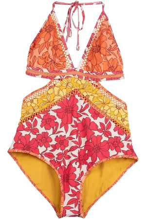 Reiss Hannah-printed One-piece Coral