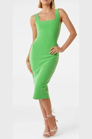 Forever New Rita Square Neck Bodycon Midi Chlorophyll