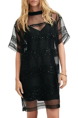 AllSaints Izabela Emb Dress Black