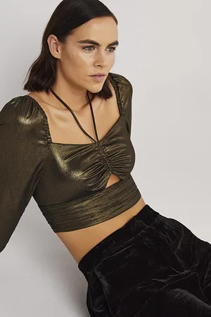 Boden Cut Out Detail Halter Top Gld