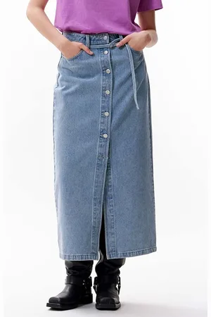 Catwalk Junkie Button Up Denim Skirt Starlight Blue