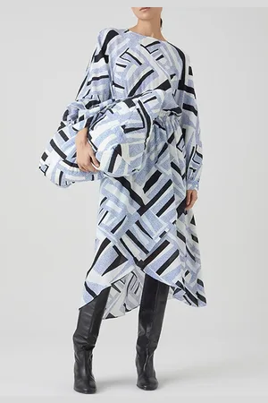 Closed Gathered Dress Galaxy Blue