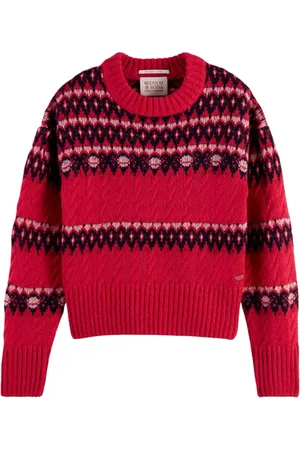 Scotch&Soda Fair Isle Knitted Cable Pullover Electric Red