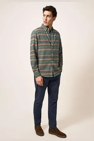 White Stuff Wilne Stripe Shirt Khaki Grn