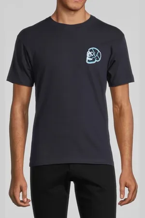 The Kooples Tee Shirt Manche Courte Print Tete De Mort Poitrine Navy