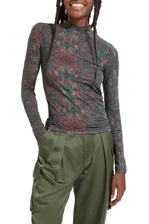 Scotch&Soda All Over Printed Mockneck Long Sleeved Shirt Snake