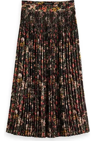 Scotch&Soda Pleated Printed Maxi Skirt In Recycled Polyester Meadow Deep