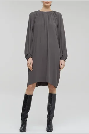 Closed Women Gathered Dress Dark Nickel