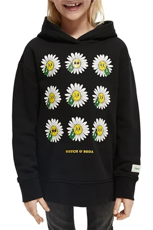 Scotch&Soda Girls Loose-fit Artwork Hoodie Black