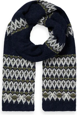 Scotch&Soda Fair Isle Knitted Cable Scarf Deep Space