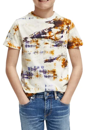 Scotch&Soda All-over Printed T-shirt In Organic Cotton Off White Ice Dye