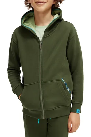 Scotch&Soda Boys Relaxed Fit Zip-through Hoodie In Organic Cotton Forest