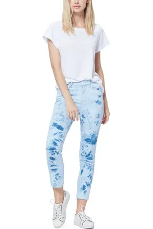 Paige Hoxton Slim Crop Raw Hem Indigo Tie Dye