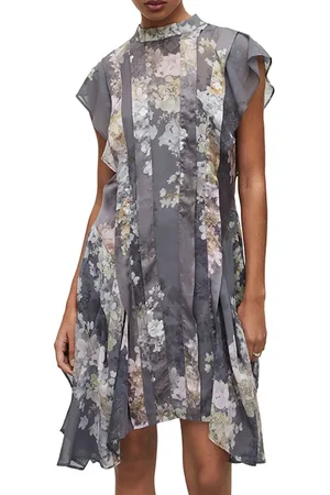 AllSaints Fleur Venetia Dress Concrete Grey