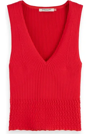 Scotch&Soda Pointelle Knitted Tank Lipstick Red