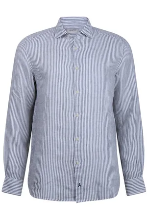 SCALPERS Fancy Linen Shirt Green Stripes