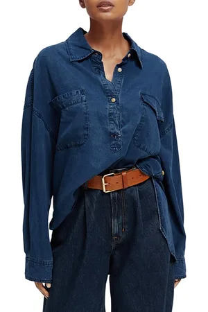 Scotch&Soda Washed Indigo Tencel™ Overshirt Washed Indigo