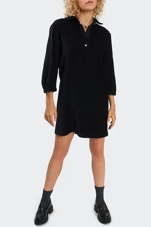 ICODE Black Textured Velvet Dress