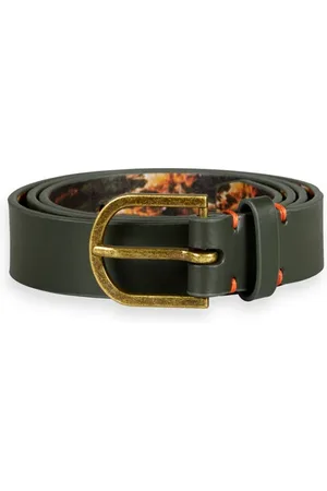 Scotch&Soda Recycled Leather Belt With Printed Backside Military
