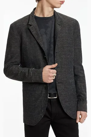 John Varvatos Slim Fit Jacket With Bandcolalr With Raw Marine