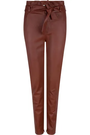 Dante 6 Carrey Stretch Leather Pants Terracotta Brown