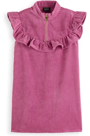 Scotch&Soda Girls Ruffle-yoke Sleeveless Corduroy Dress Orchid