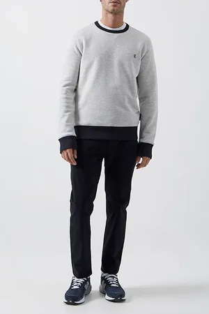 French Connection Contrast Crew Neck Sweater Lgt Grey Mel/dk Navy