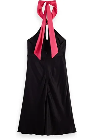 Scotch&Soda Midi Halter Dress With Scarf Detail Black Sky