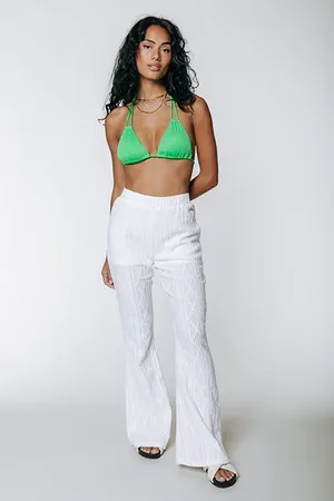Colourful rebel Zuri Broderie Flare Pants Off White