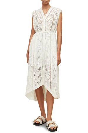 AllSaints Tate Broderie Dress Chalk White