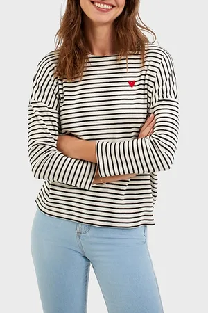ICODE Sailor T-shirt With Stripes And Embroidered Heart
