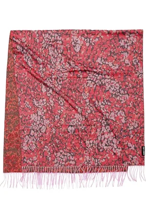 Bimba y Lola Red Animal Print Jacquard Shawl