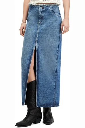 AllSaints Cyra Maxi Skirt Mid Indigo