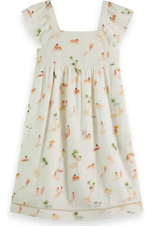 Scotch&Soda Capped Sleeve All-over Printed Crinkle Cotton Dress Beach Fr