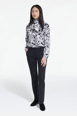 The Kooples Pantalon Costume Bas Evase Detail Bande Satin Black
