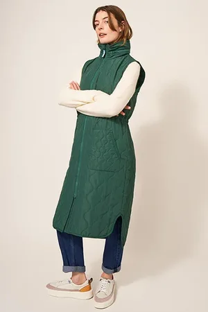 White Stuff Maddison Quilted Gilet Mid Green