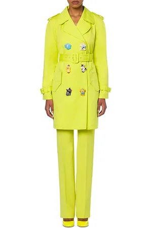 Moschino Trench Coat In Toy Buttons Mat Yellow