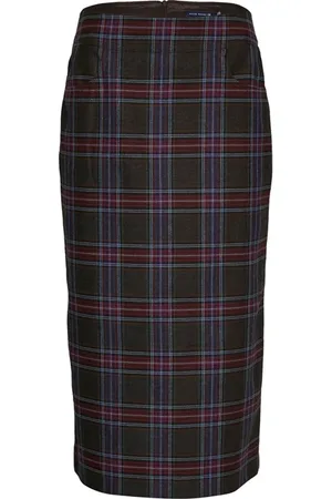 River Woods Pencil Skirt Studded Pkt Brown