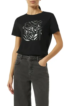 Comma, T-shirts Grey/black