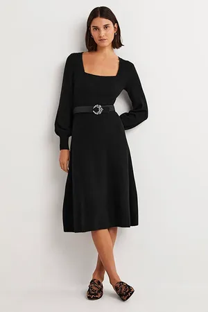Boden Square Neck Knitted Dress Blk