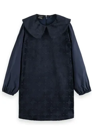 Scotch&Soda Mini-length Velvet Broderie-anglaise Dress Night