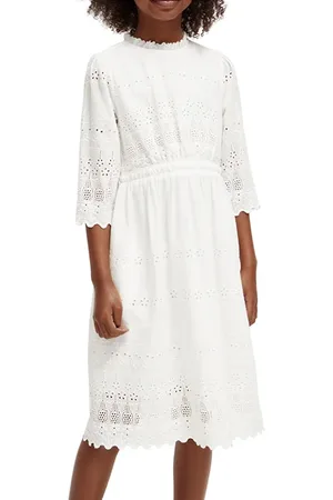 Scotch&Soda Midi Broderie Anglaise Dress Off White
