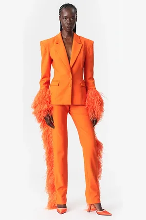 Marcell Von Berlin Feather-trimmed Pants Vibrant Orange
