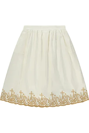 White Stuff Fern Embroided Skirt Nat