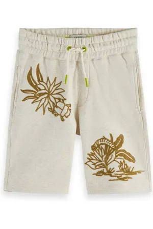Scotch&Soda Placed Embroideries Sweat Short In Organic Cotton Ecru Melan
