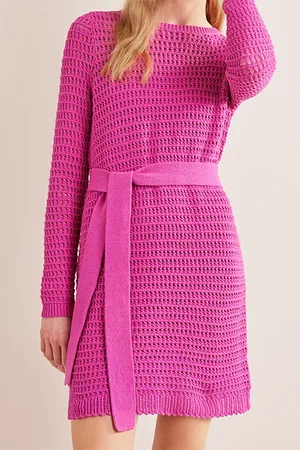 Boden Crochet Knit Dress Rose Violet