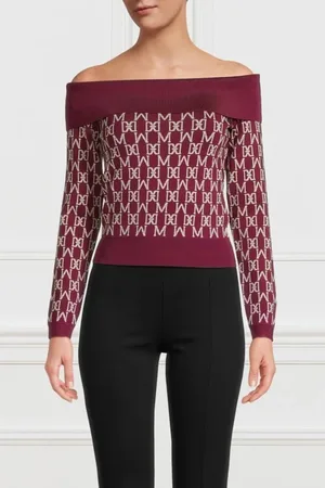 Guess GUESS Angelina Off Shoulde All Over Jacquard Knitted Sweater