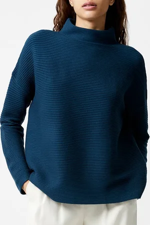 French Connection Babysoft Rib Mock Neck Jumper Marine