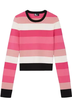 The Kooples Pull Court Avec Degrade De Rose Light Pink/dark Pink/blac