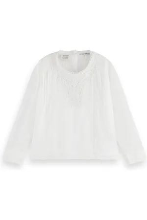 Scotch&Soda Delicate Lace Detail Long-sleeved Top Off White